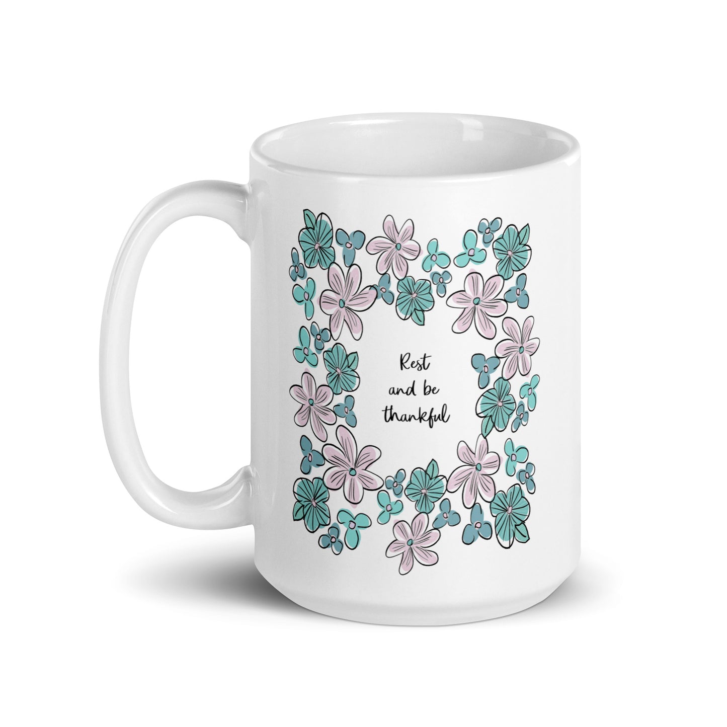 Lisa Weedn Rest and Be Thankful Mug